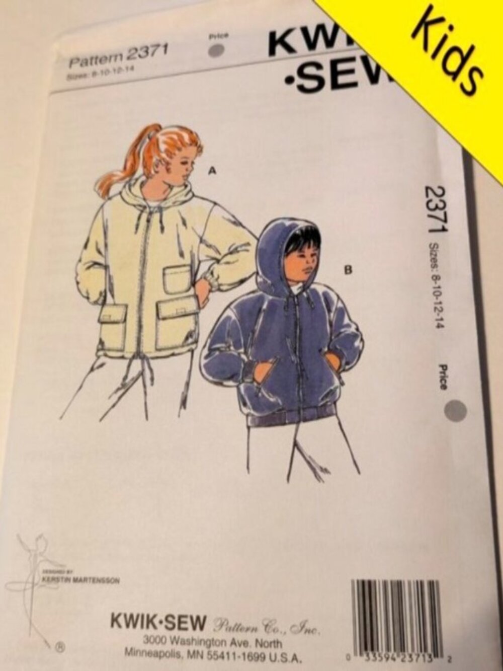 Kwik Sew 2371 child cardigan/ jacket  8-14 UNCUT